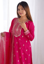 Load image into Gallery viewer, Pink Chinon Silk Readymade Pakistani Suit
