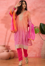 Load image into Gallery viewer, Pink Chinon Silk Readymade Pakistani Suit
