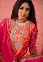 Load image into Gallery viewer, Pink Chinon Silk Readymade Pant Style Suit

