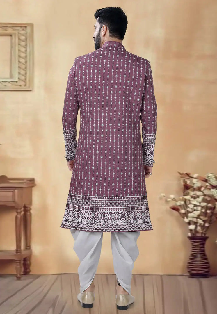 Pink Cotton Dhoti Sherwani