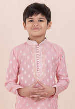 Load image into Gallery viewer, Pink Cotton Jacquard Kids Kurta Pajama
