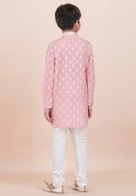 Load image into Gallery viewer, Pink Cotton Jacquard Kids Kurta Pajama

