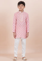 Load image into Gallery viewer, Pink Cotton Jacquard Kids Kurta Pajama

