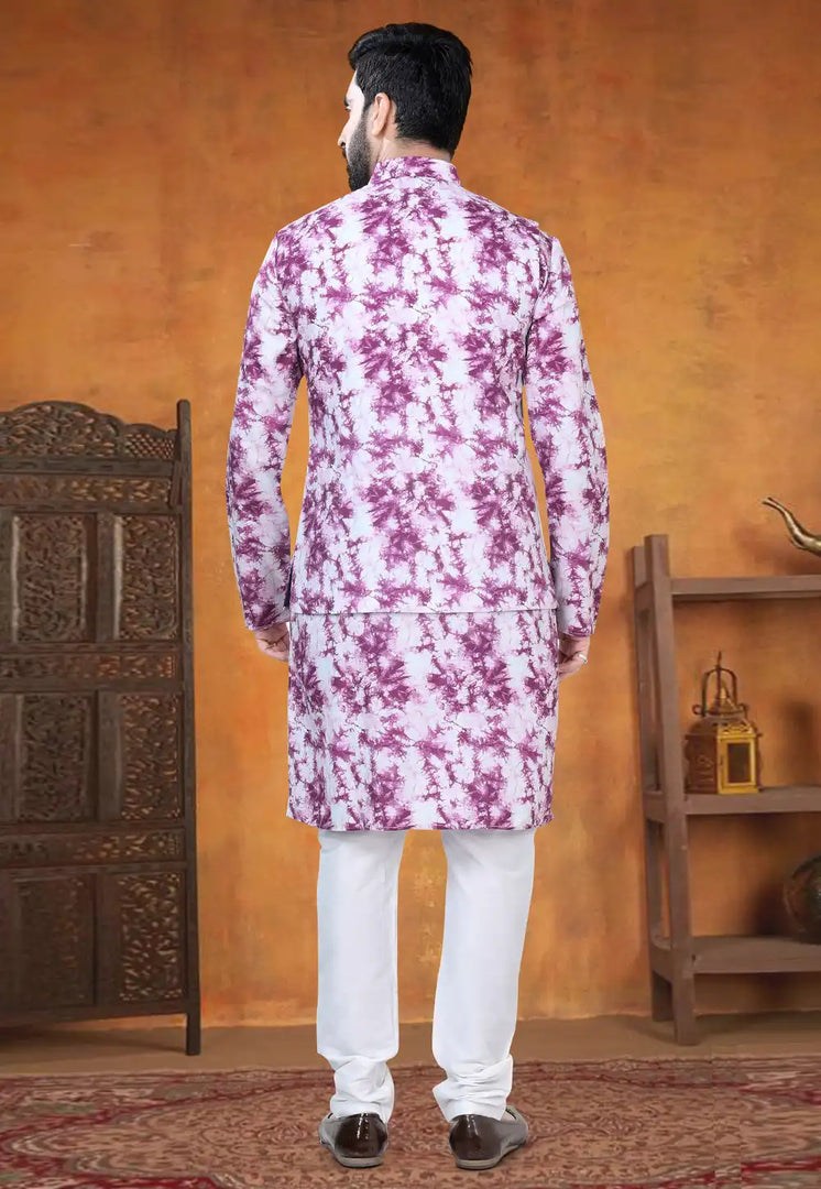 Pink Cotton Kurta Pajama With Jacket