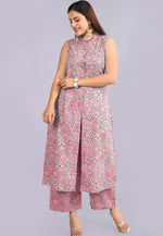 Load image into Gallery viewer, Pink Cotton Kurta Set With Palazzo
