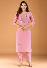 Load image into Gallery viewer, Pink Cotton Kurta Set With Pant
