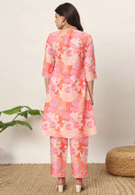 Load image into Gallery viewer, Pink Cotton Kurta Set With Pent
