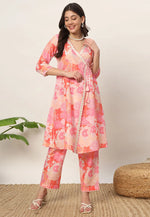 Load image into Gallery viewer, Pink Cotton Kurta Set With Pent
