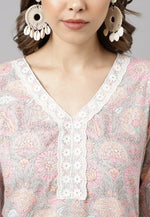 Load image into Gallery viewer, Pink Cotton Kurta Set With Pent
