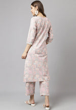 Load image into Gallery viewer, Pink Cotton Kurta Set With Pent
