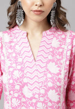 Load image into Gallery viewer, Pink Cotton Kurta Set With Pent
