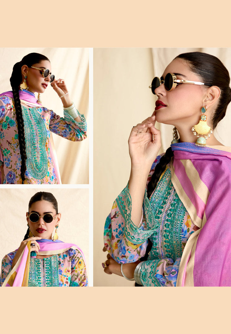 Pink Cotton Pant Style Suit