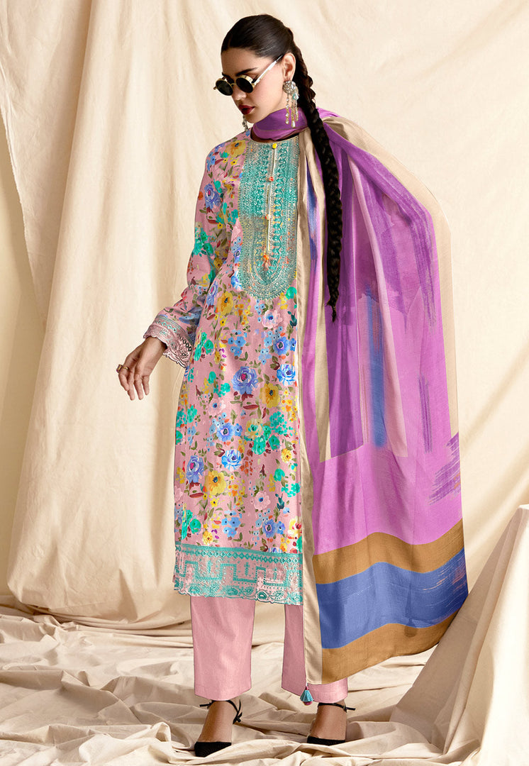 Pink Cotton Pant Style Suit