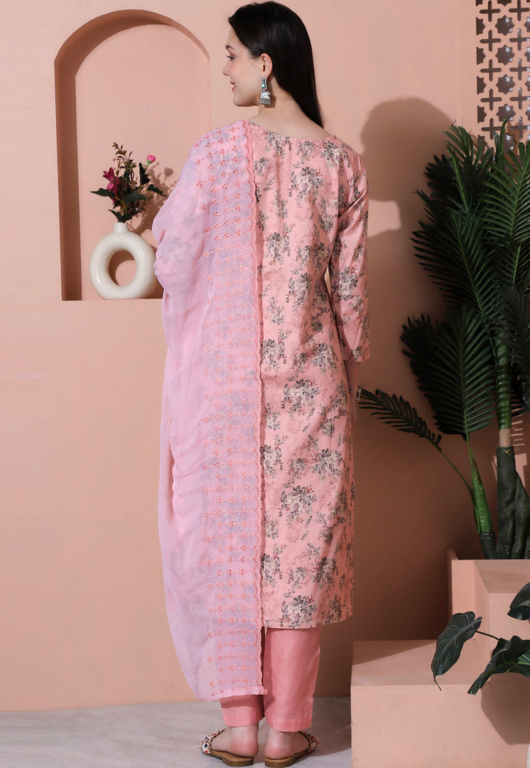 Pink Cotton Pant Style Suit