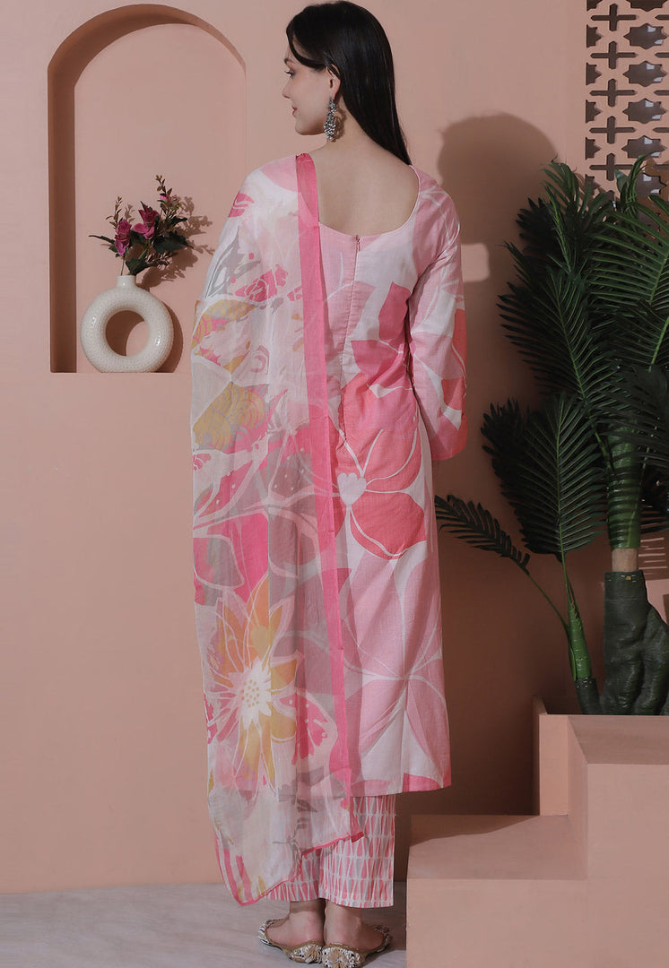 Pink Cotton Pant Style Suit