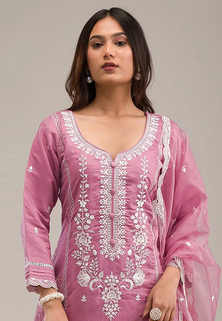 Pink Cotton Pant Style Suit