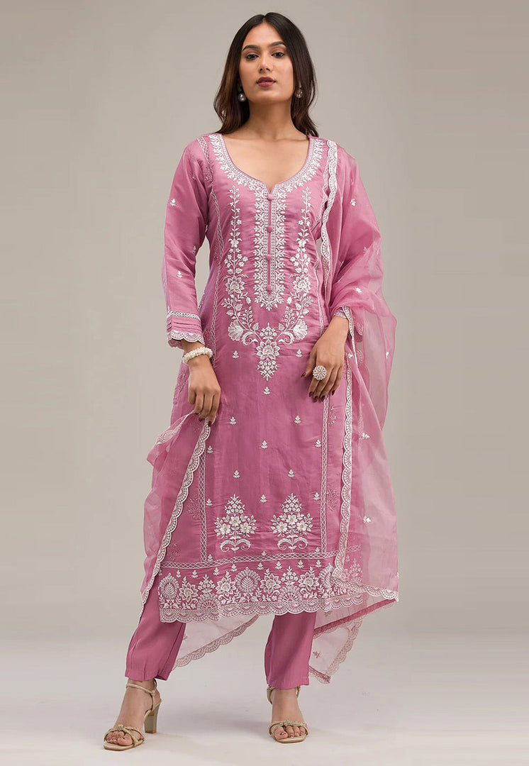 Pink Cotton Pant Style Suit