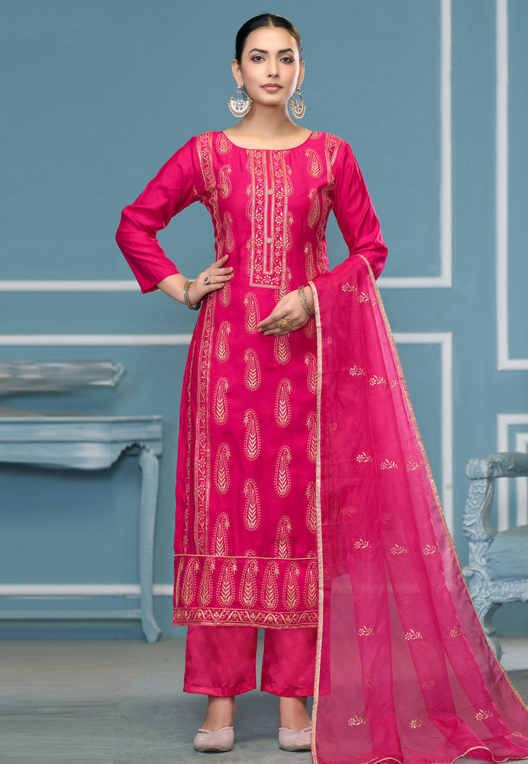 Pink Cotton Pant Style Suit