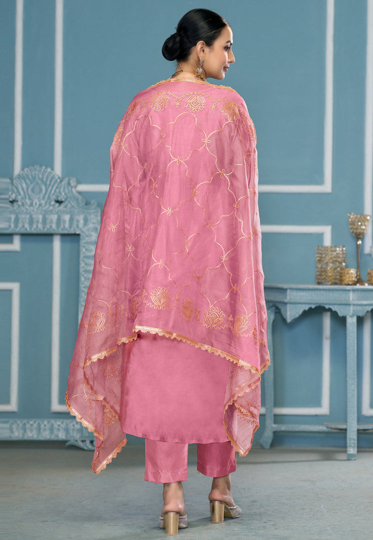 Pink Cotton Pant Style Suit