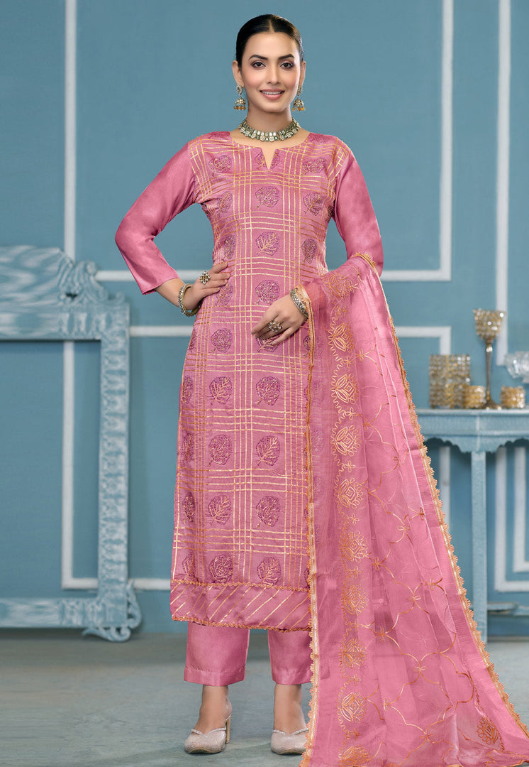 Pink Cotton Pant Style Suit