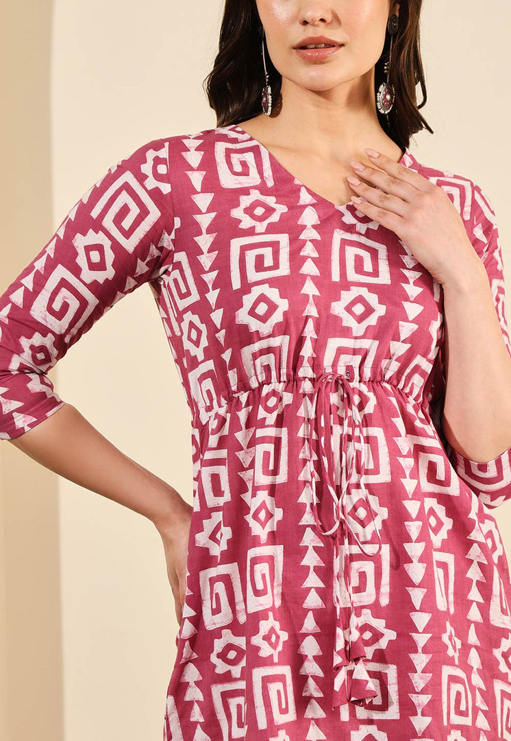 Pink Cotton Printed Co-Ords Set