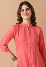 Load image into Gallery viewer, Pink Cotton Rayon Kurta Set With Pent
