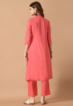 Load image into Gallery viewer, Pink Cotton Rayon Kurta Set With Pent
