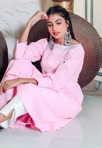 Load image into Gallery viewer, Pink Cotton Rayon Readymade Pant Style Suit

