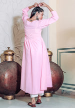 Load image into Gallery viewer, Pink Cotton Rayon Readymade Pant Style Suit
