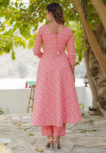 Load image into Gallery viewer, Pink Cotton Readymade Anarkali Suit
