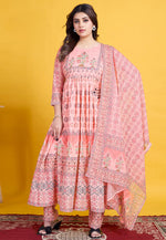 Load image into Gallery viewer, Pink Cotton Readymade Anarkali Suit
