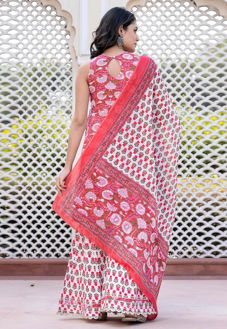 Pink Cotton Readymade Gharara Suit