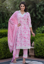 Load image into Gallery viewer, Pink Cotton Readymade Pakistani Suit
