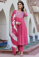 Load image into Gallery viewer, Pink Cotton Readymade Pant Style Suit
