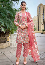 Load image into Gallery viewer, Pink Cotton Readymade Pant Style Suit
