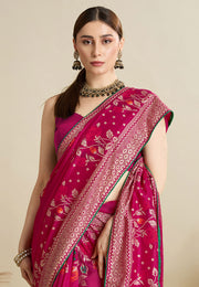 Pink Cotton Saree With Blouse