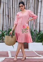Load image into Gallery viewer, Pink Cotton Short Kurti
