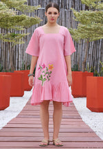 Load image into Gallery viewer, Pink Cotton Short Kurti
