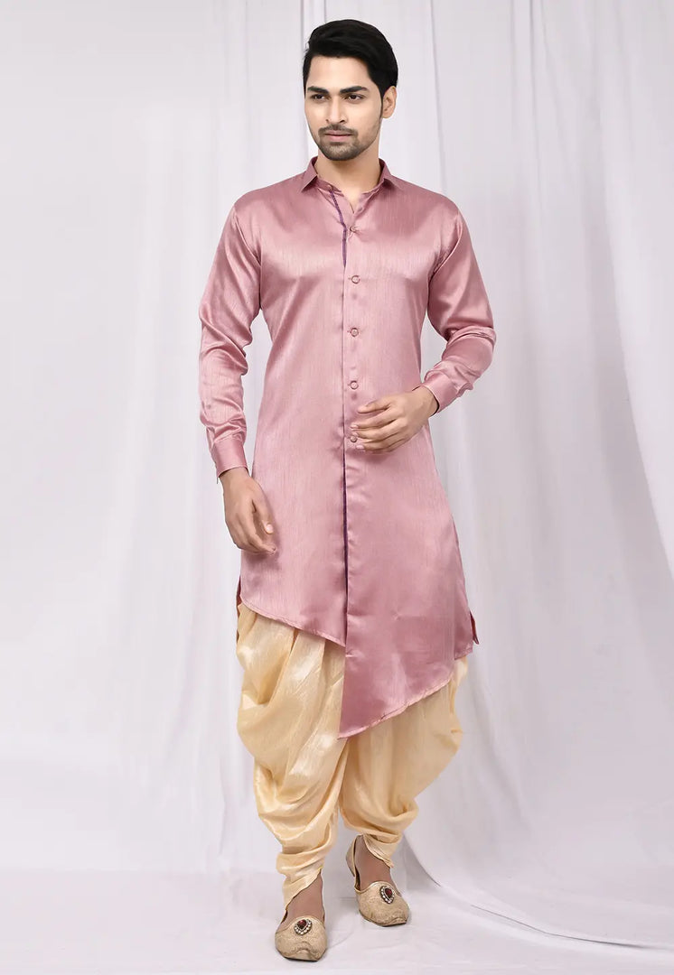 Pink Cotton Silk Indo Western Suit