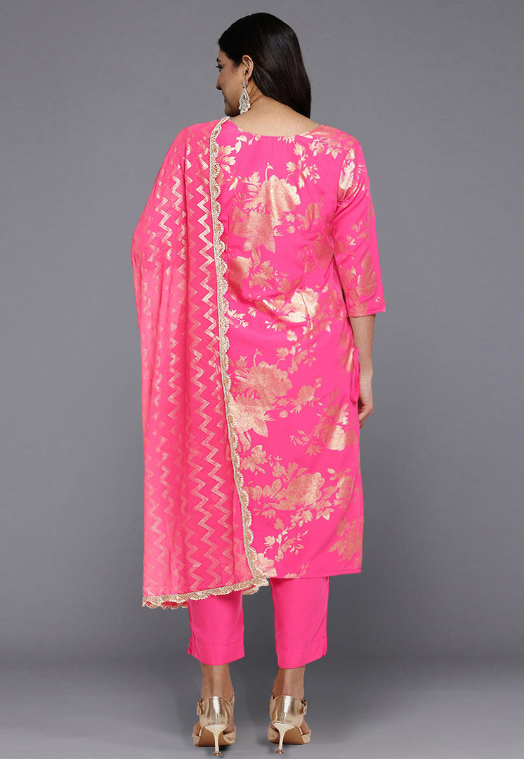 Pink Crepe Readymade Pant Style Suit