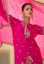 Load image into Gallery viewer, Pink Crepe Silk Dhoti Style Suit
