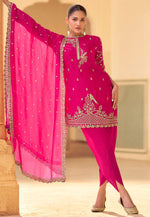 Load image into Gallery viewer, Pink Crepe Silk Dhoti Style Suit
