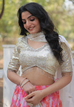 Load image into Gallery viewer, Pink Faux Georgette A Line Lehenga Choli
