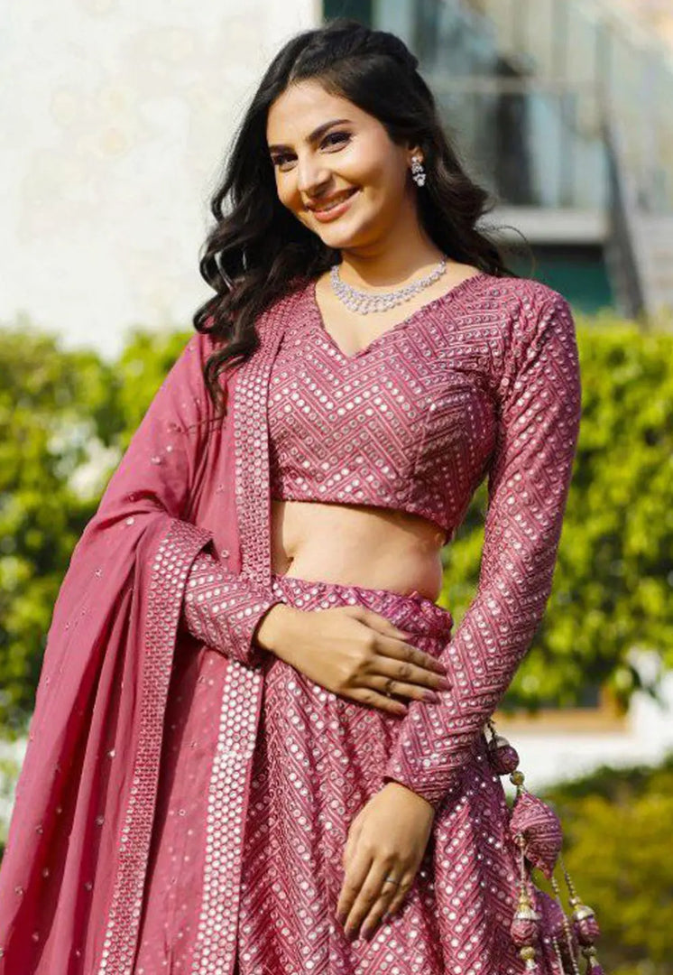 Pink Faux Georgette Lehenga Choli