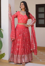 Load image into Gallery viewer, Pink Faux Georgette Lehenga Choli

