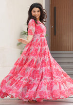 Load image into Gallery viewer, Pink Faux Georgette Printed Gown
