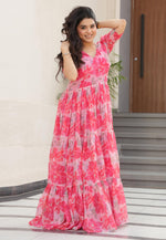 Load image into Gallery viewer, Pink Faux Georgette Printed Gown
