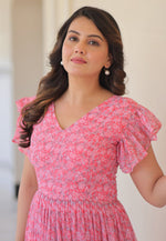 Load image into Gallery viewer, Pink Faux Georgette Printed Gown
