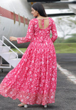 Load image into Gallery viewer, Pink Faux Georgette Printed Gown
