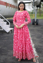 Load image into Gallery viewer, Pink Faux Georgette Printed Gown
